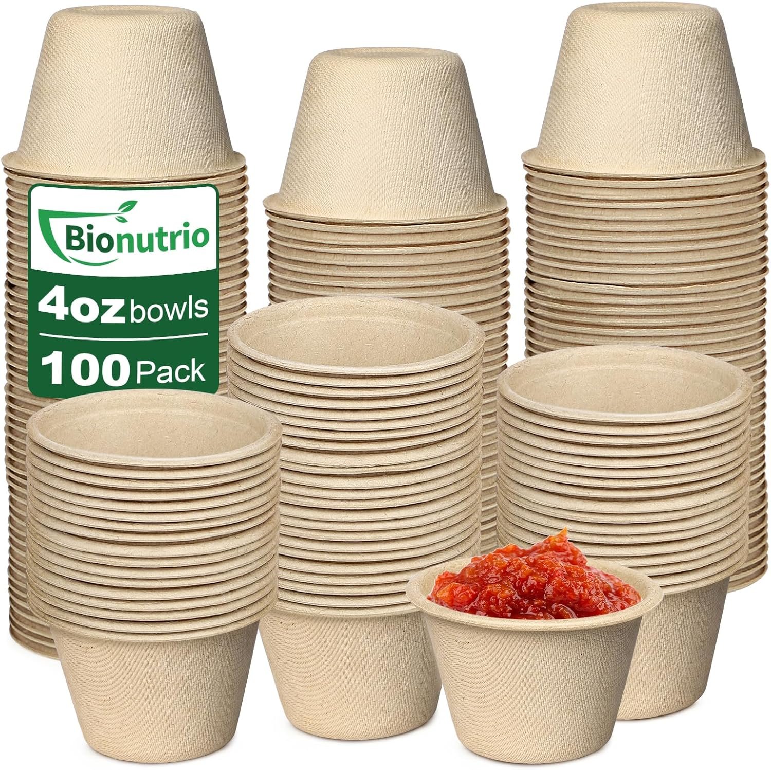 Wholesale 4 oz Small Paper Bowls 100 Pack Compostable Biodegradable Natural Fiber Bagasse Disposable for Ice Cream Sauce Factory