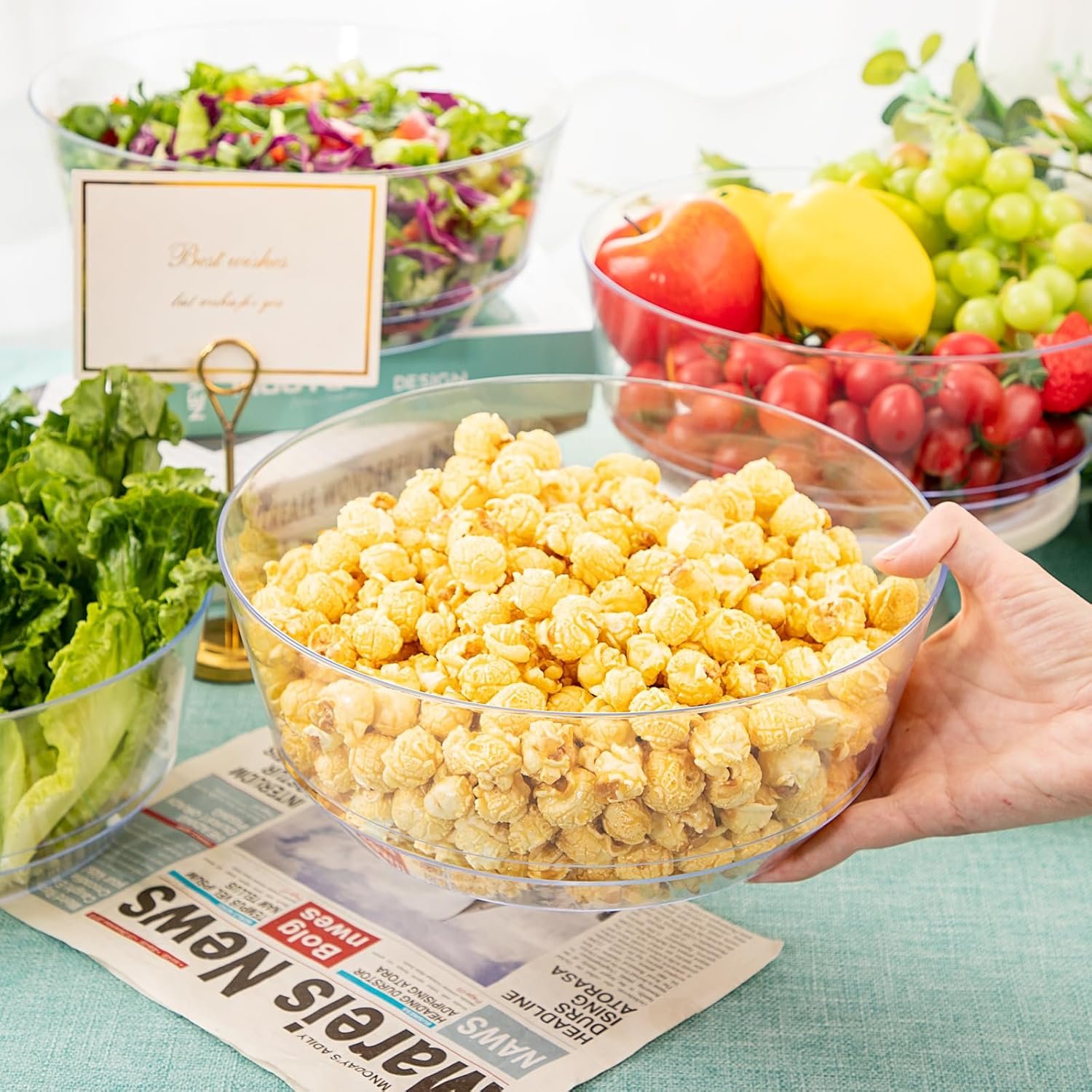 Wholesale 8 Pack 128oz Heavy Duty Disposable Clear Plastic Serving Bowls for Party Snack Salad Candy Bar Buffet Factory Wholesale 8 Pack 128oz Heavy Duty Disposable Clear Plastic Serving Bowls for Party Snack Salad Candy Bar Buffet Factory