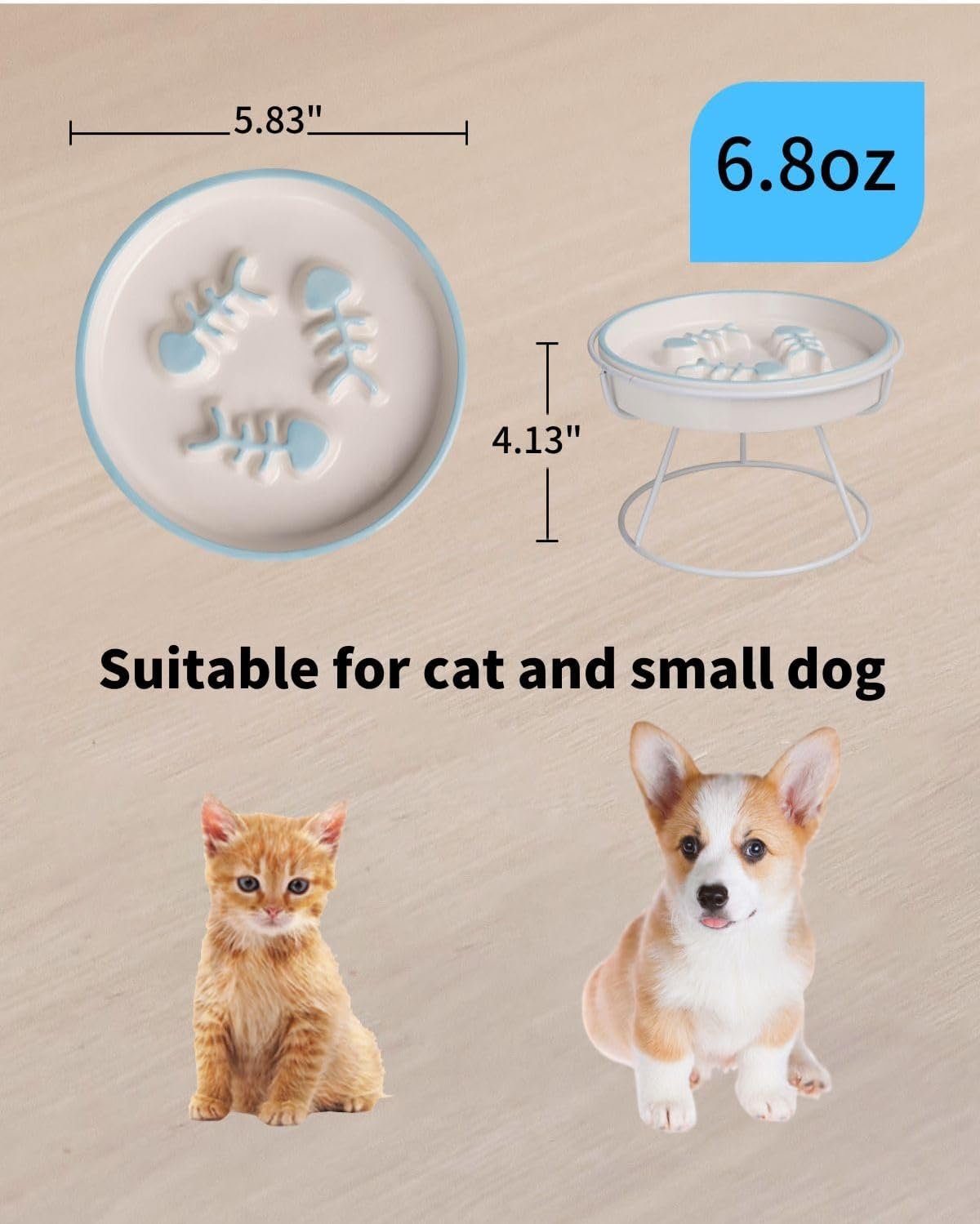 OEM Ceramic Fish Bone Slow Feeder Bowl for Cats Dogs Dishwasher Safe Non-Toxic Engaging Design Prevents Obesity Factory