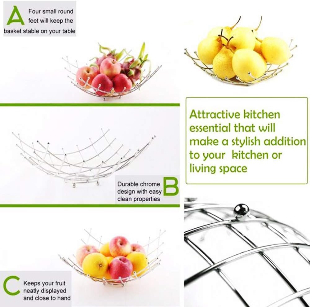 OEM Countertop Fruit Basket Bowl Holder Decorative Stand with Free Screws for Vegetables Snacks Household Items Silver Factory