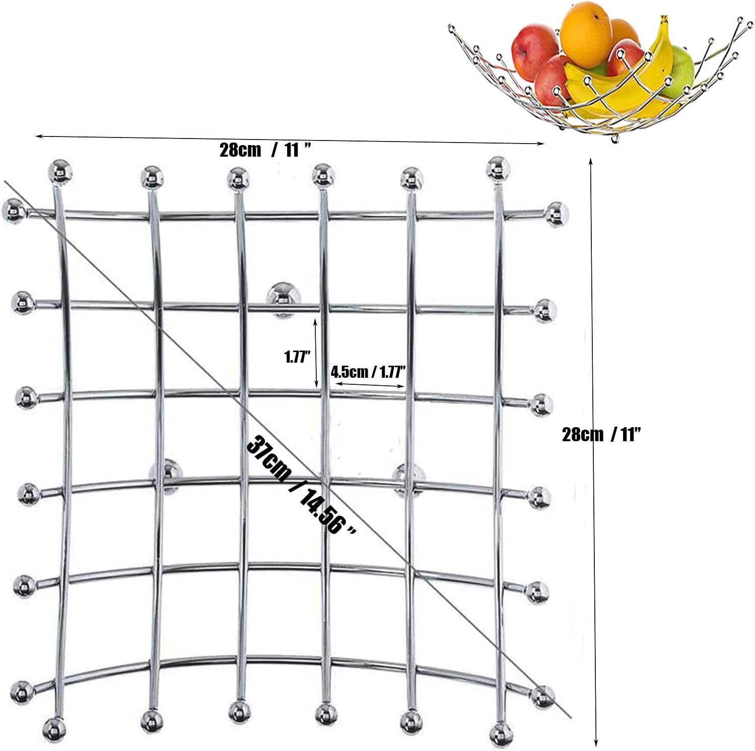 OEM Countertop Fruit Basket Bowl Holder Decorative Stand with Free Screws for Vegetables Snacks Household Items Silver Factory