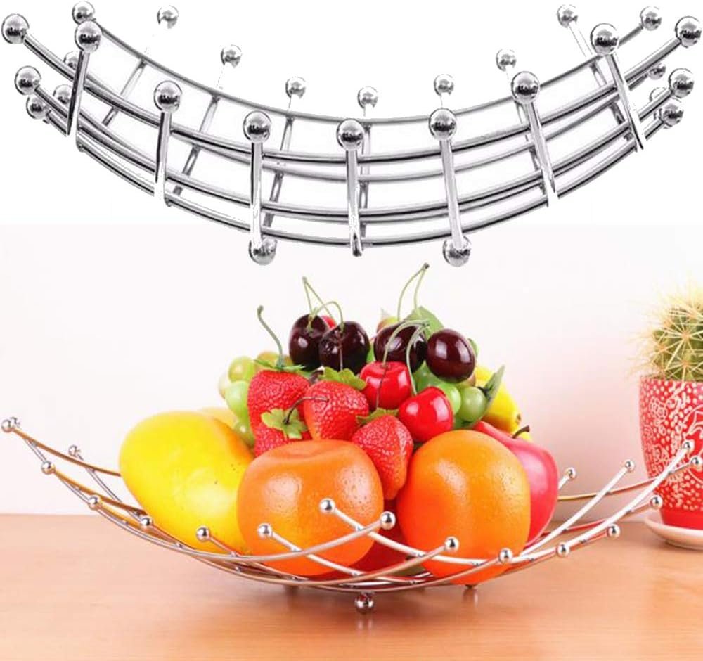 OEM Countertop Fruit Basket Bowl Holder Decorative Stand with Free Screws for Vegetables Snacks Household Items Silver Factory