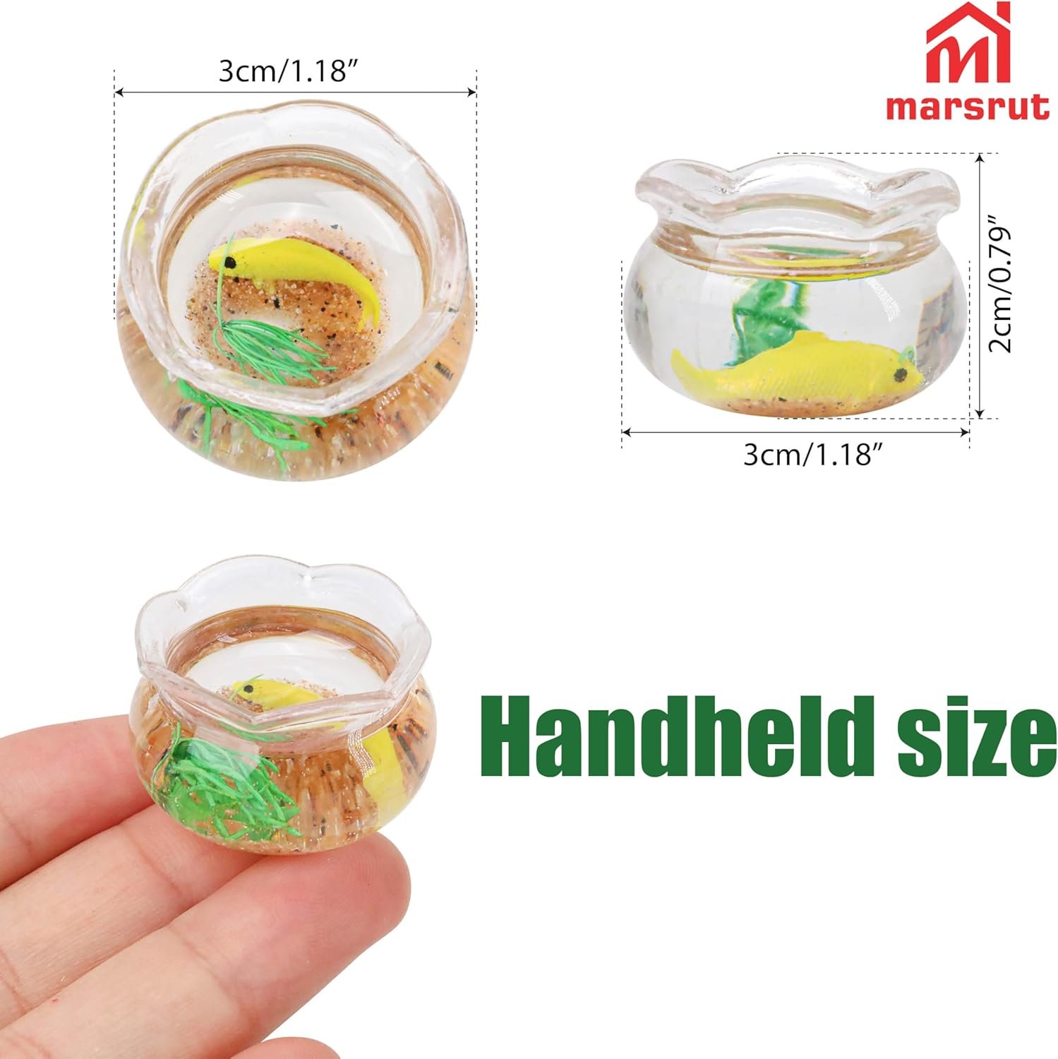 Wholesale 5Pcs 1:12 Scale Miniature Fish Bowls for Dollhouse with Tiny Fish Grass Realistic Glass Jar Accessories DIY Crafts Landscape Decoration Cupcake Toppers Factory