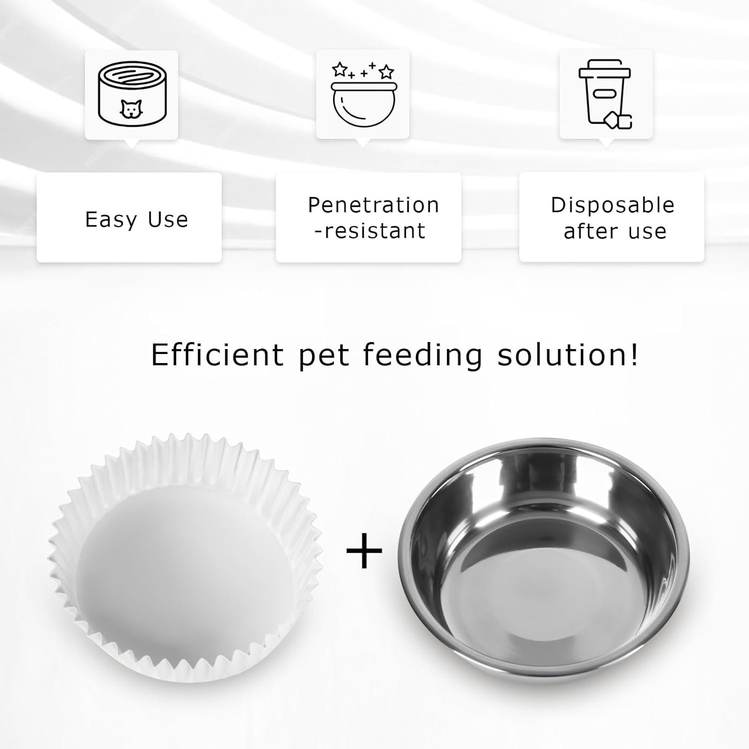 Wholesale Bulk Disposable Cat Bowls Set 300 PCS Liners + 2 PCS Stainless Steel Bowls for Small Cats Dogs Puppies Kittens White Paper for Dry Wet Food Factory Wholesale Bulk Disposable Cat Bowls Set 300 PCS Liners + 2 PCS Stainless Steel Bowls for Small Cats Dogs Puppies Kittens White Paper for Dry Wet Food Factory