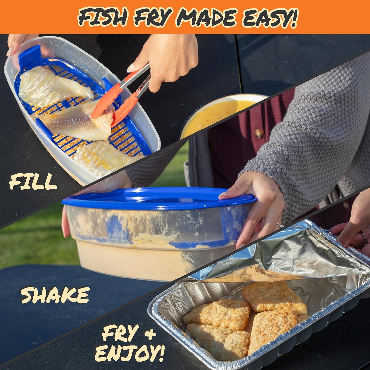 OEM XL Better Breader Batter Bowl All-in-One Mess-Free Breading Station Tool Great for Parties Pour Seasoning Add Meat Vegetables Fish Fry Just Shake Factory