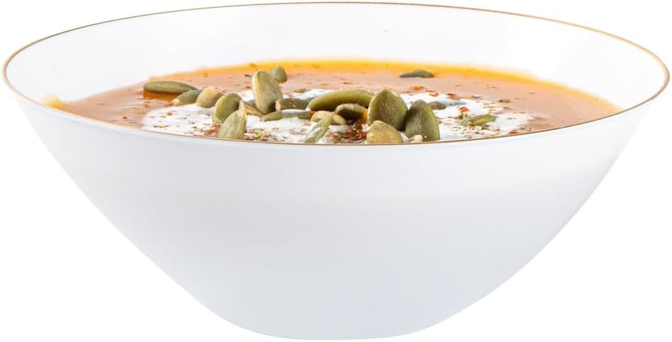 Wholesale 6 Ounce Gold-Rimmed Heavy-Duty White Plastic Disposable Salad Bowls Pack of 20 for Warm and Cold Foods Ideal for Restaurants Factory