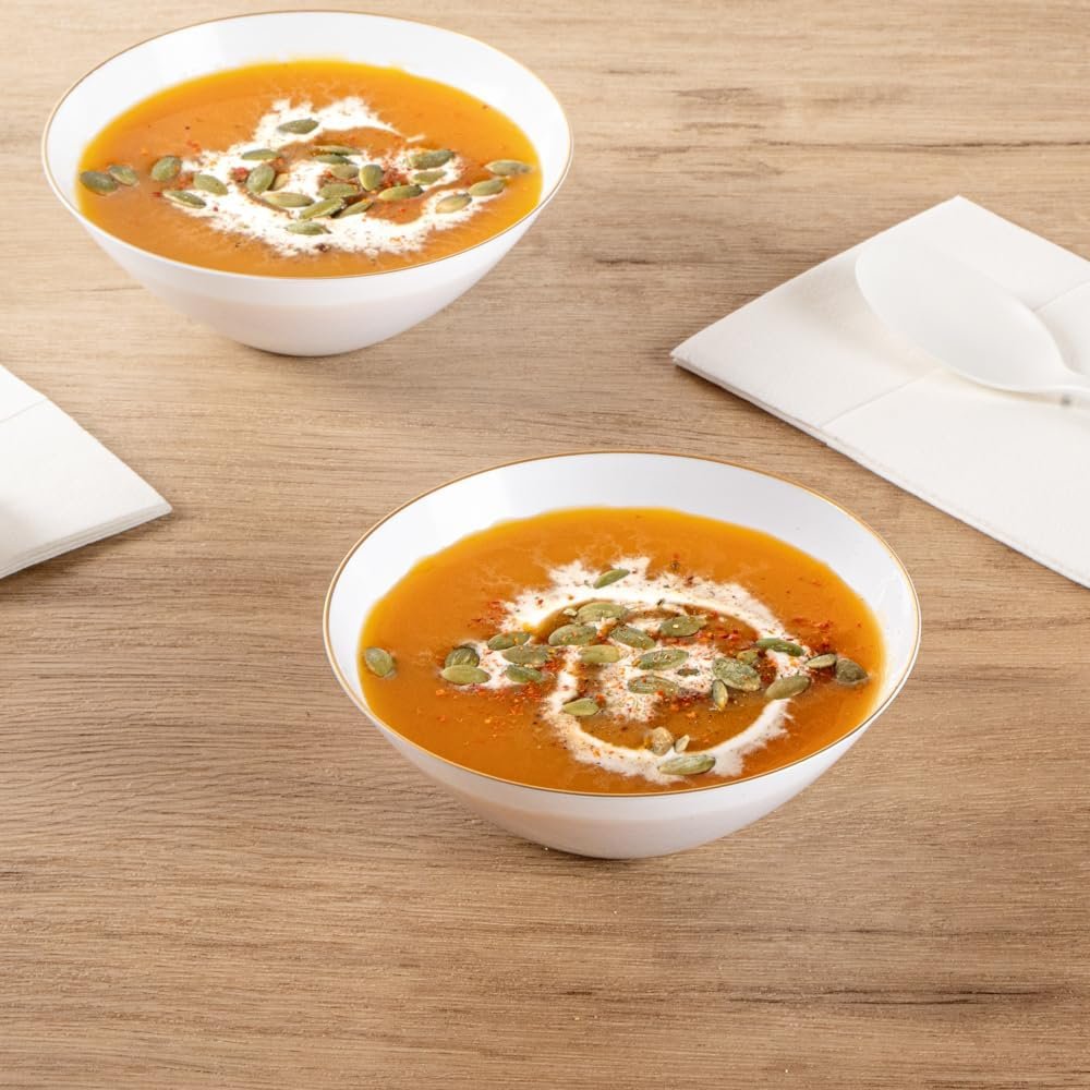 Wholesale 6 Ounce Gold-Rimmed Heavy-Duty White Plastic Disposable Salad Bowls Pack of 20 for Warm and Cold Foods Ideal for Restaurants Factory