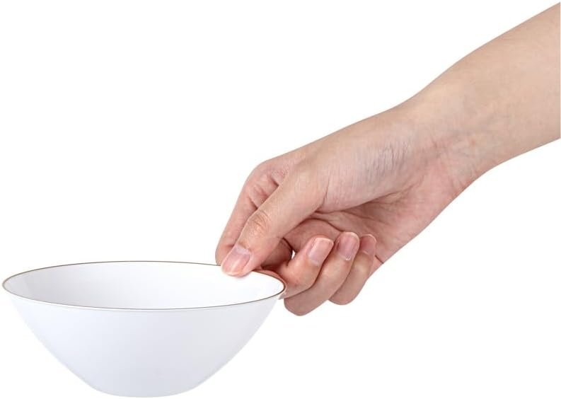 Wholesale 6 Ounce Gold-Rimmed Heavy-Duty White Plastic Disposable Salad Bowls Pack of 20 for Warm and Cold Foods Ideal for Restaurants Factory