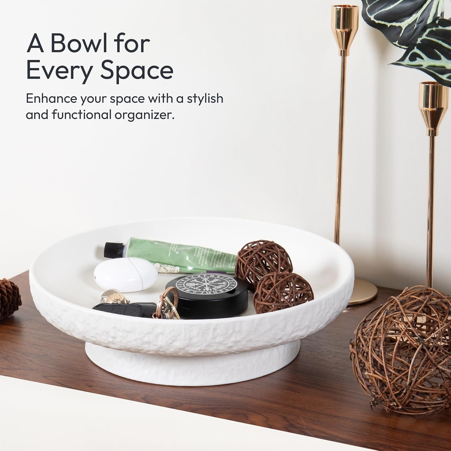 OEM Matte White Granite-Inspired Fruit Bowl 11-Inch Wide Shallow Textured Pedestal Centerpiece for Table Decor Manufacturer OEM Matte White Granite-Inspired Fruit Bowl 11-Inch Wide Shallow Textured Pedestal Centerpiece for Table Decor Manufacturer