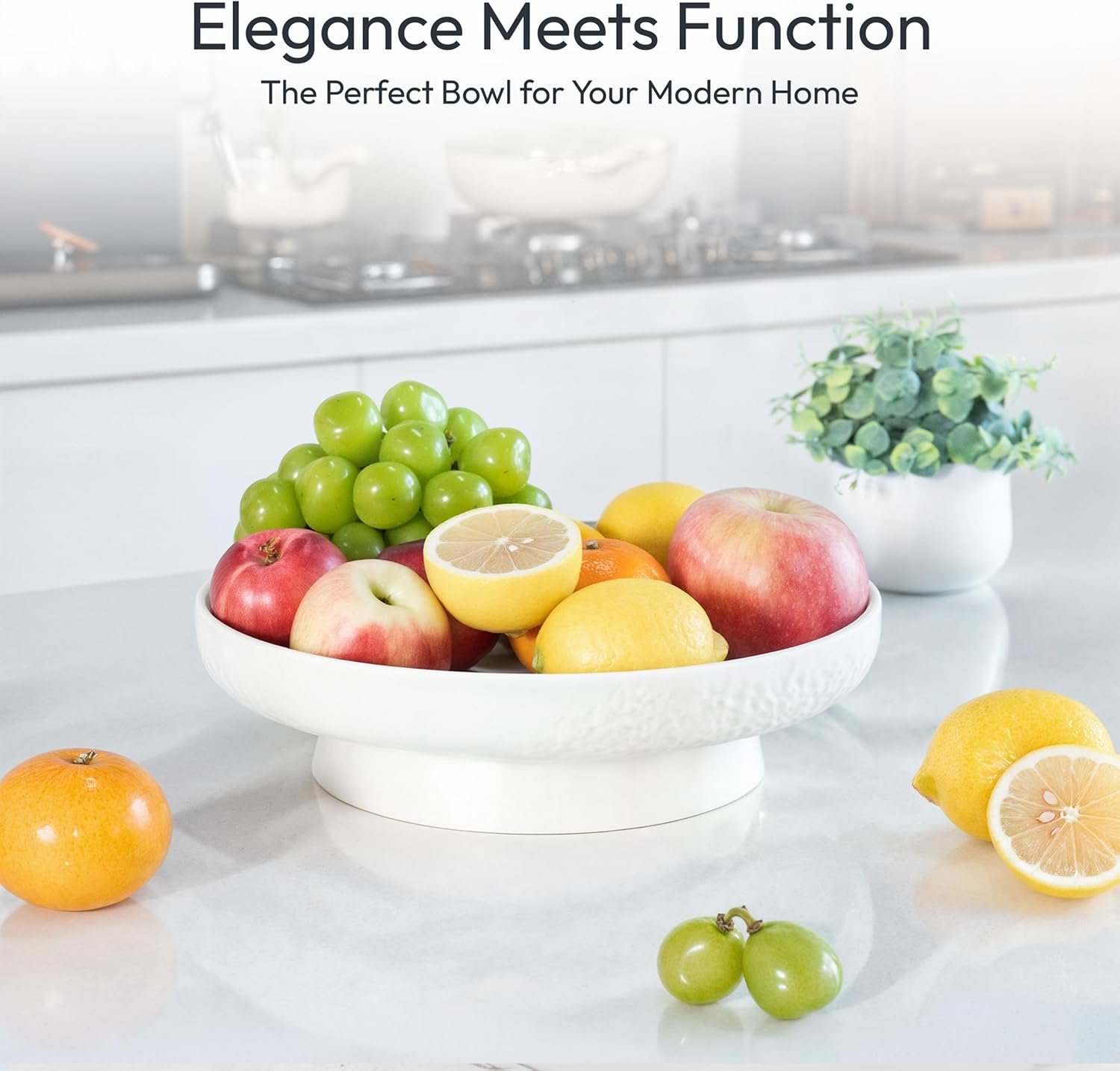 OEM Matte White Granite-Inspired Fruit Bowl 11-Inch Wide Shallow Textured Pedestal Centerpiece for Table Decor Manufacturer OEM Matte White Granite-Inspired Fruit Bowl 11-Inch Wide Shallow Textured Pedestal Centerpiece for Table Decor Manufacturer