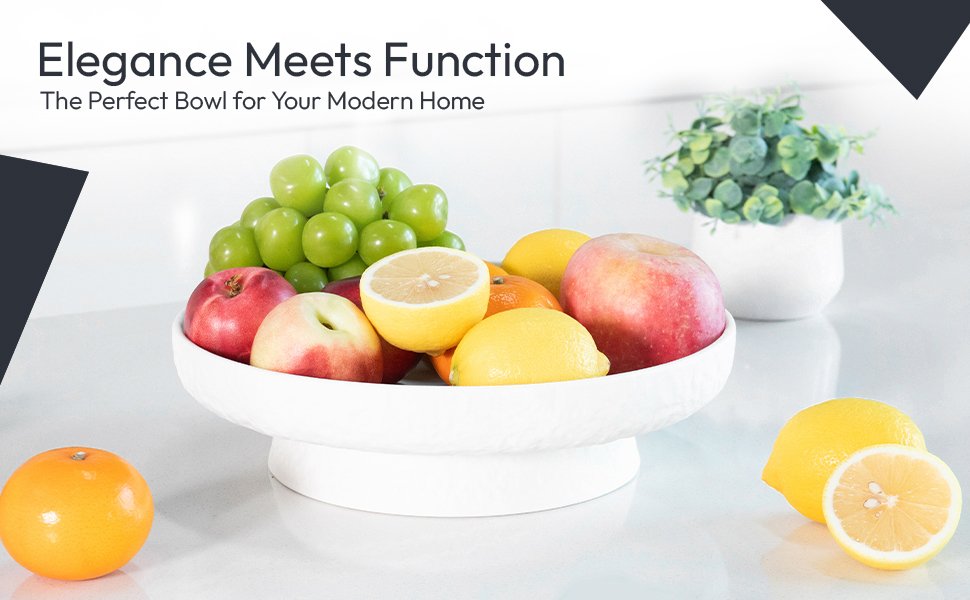 OEM Matte White Granite-Inspired Fruit Bowl 11-Inch Wide Shallow Textured Pedestal Centerpiece for Table Decor Manufacturer OEM Matte White Granite-Inspired Fruit Bowl 11-Inch Wide Shallow Textured Pedestal Centerpiece for Table Decor Manufacturer