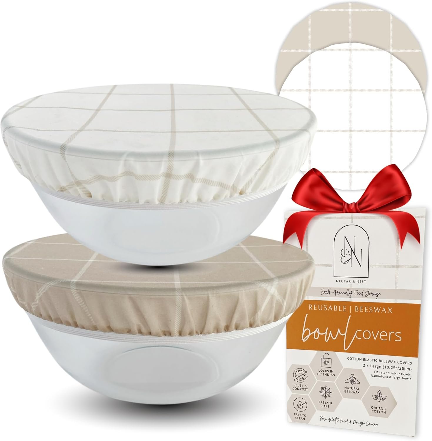 Wholesale Reusable Beeswax Bowl Covers for Bread Sourdough Proofing Food Storage 100% Organic Cotton Elastic Compostable (2 Large) Factory