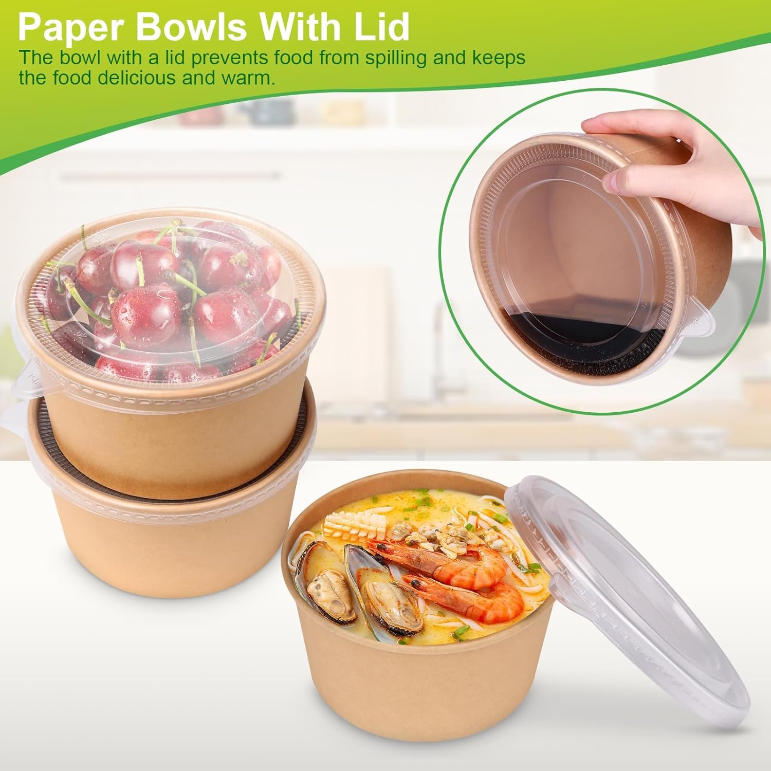 Wholesale 32oz Large Paper Bowls with Lids 50 Pack Disposable Biodegradable for Salads Soup Hot and Cold Food Heavy Duty Serving Party Bowls Factory Wholesale 32oz Large Paper Bowls with Lids 50 Pack Disposable Biodegradable for Salads Soup Hot and Cold Food Heavy Duty Serving Party Bowls Factory