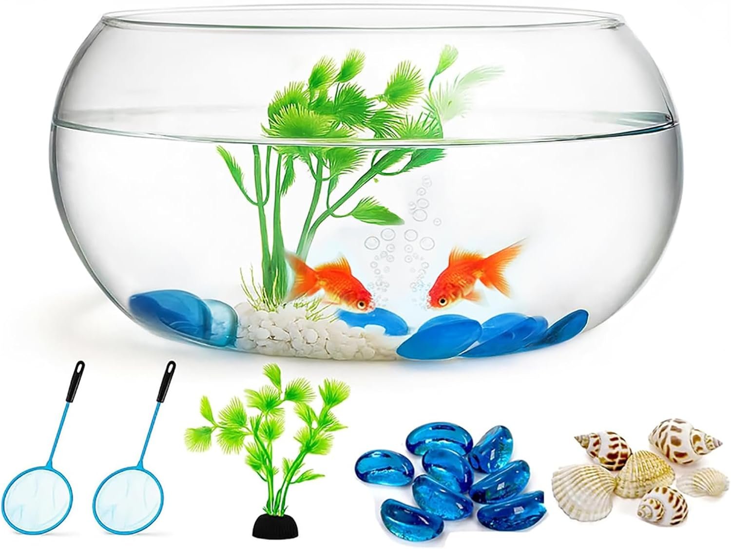 OEM 0.9 Gallon Clear Round Shallow Glass Fish Bowl with Decor for Betta Fish Aquatic Plants Includes Stones Tree Nets for Holiday Wedding Centerpiece Factory OEM 0.9 Gallon Clear Round Shallow Glass Fish Bowl with Decor for Betta Fish Aquatic Plants Includes Stones Tree Nets for Holiday Wedding Centerpiece Factory