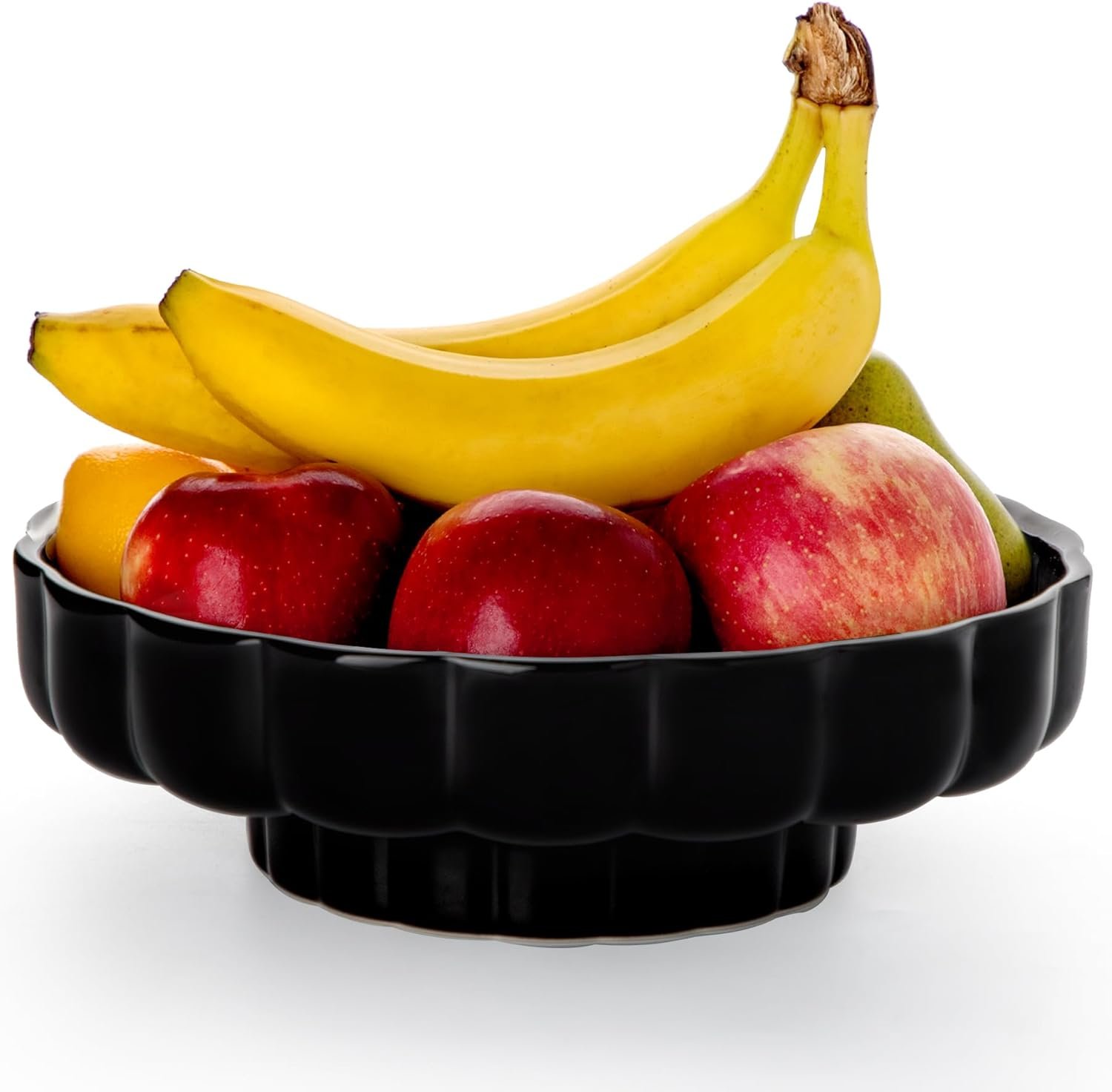 OEM 11 Inch Ceramic Petal Fruit Bowl Modern Decorative Kitchen Counter Storage for Vegetables Bread Black Factory OEM 11 Inch Ceramic Petal Fruit Bowl Modern Decorative Kitchen Counter Storage for Vegetables Bread Black Factory