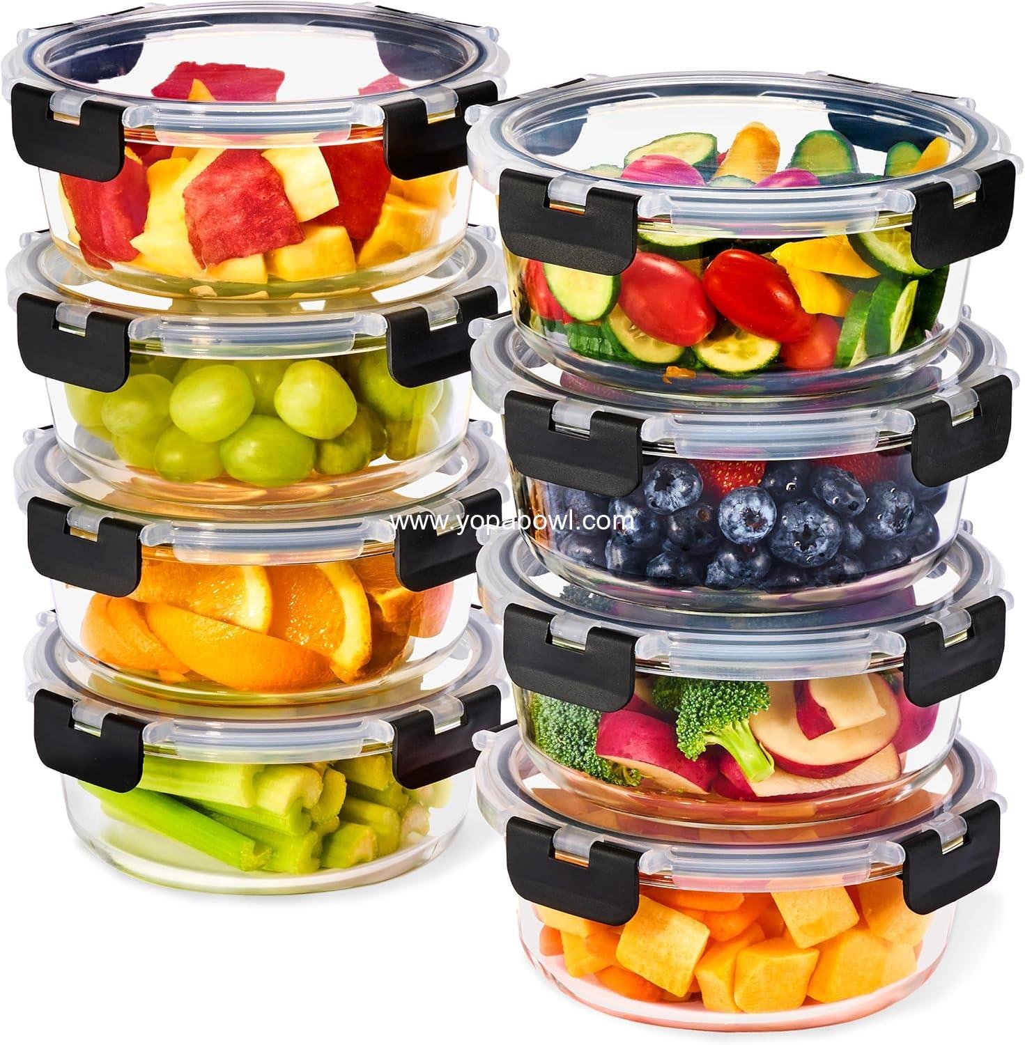 OEM 16-Piece Glass Meal Prep Containers Set 8 Round 32oz with Airtight Lids Freezer Dishwasher Oven Safe Reusable Food Storage Bowls 4 Cup Capacity manufacturer