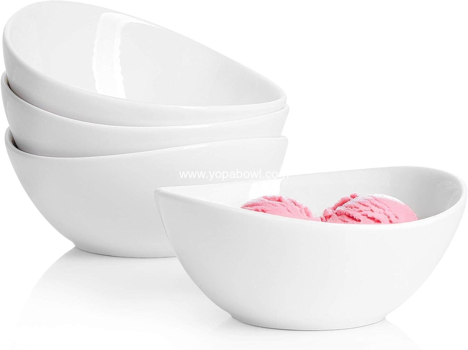 OEM 5 Inch 10 oz Porcelain Bowl Set of 4 White Pieces for Dessert Ice Cream Soup Rice Fruits Microwave Dishwasher Oven Safe Factory