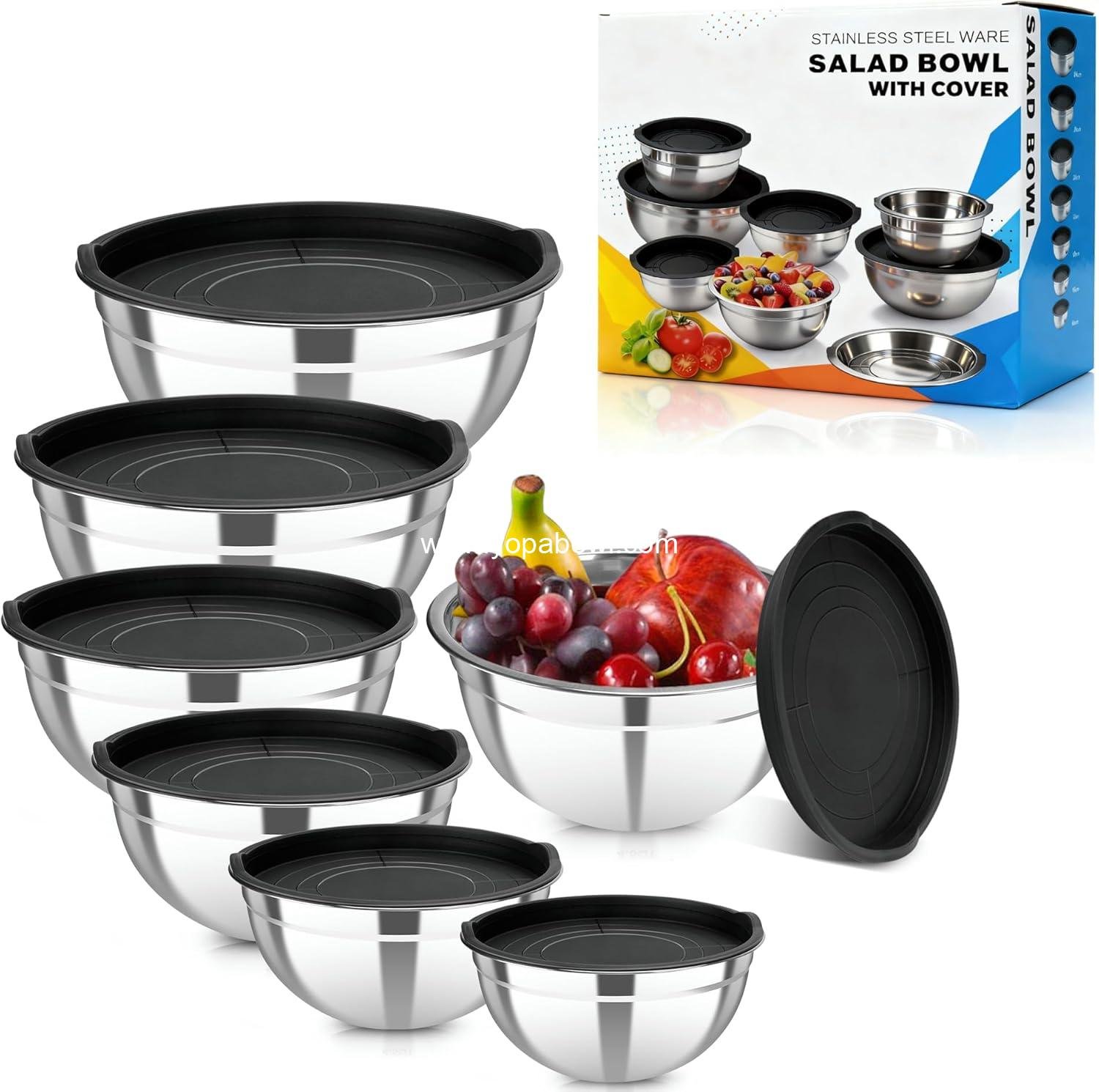 OEM 7-Piece Stainless Steel Nesting Mixing Bowls Set with Lids Sizes 0.7 1.1 1.5 2.1 3.5 4 4.5QT for Kitchen Cooking Baking Prepping Serving supplier OEM 7-Piece Stainless Steel Nesting Mixing Bowls Set with Lids Sizes 0.7 1.1 1.5 2.1 3.5 4 4.5QT for Kitchen Cooking Baking Prepping Serving supplier