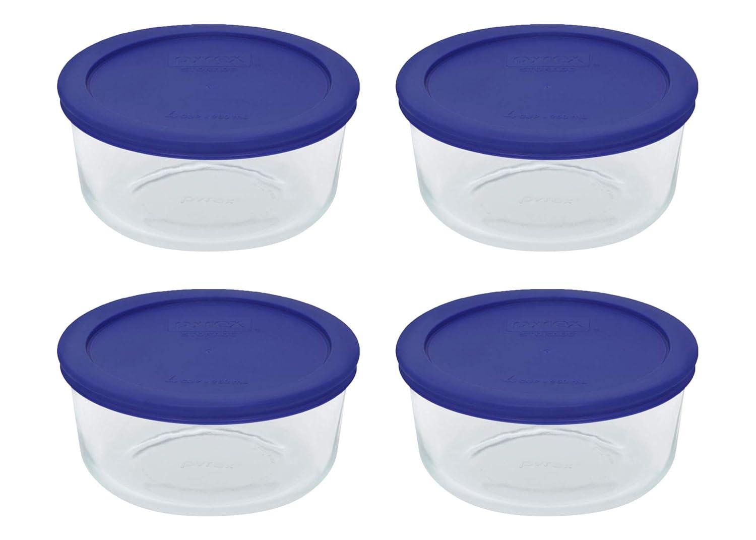 OEM 7201 Glass Bowls with 7201-PC Cadet Blue Lids Set of 4 supplier