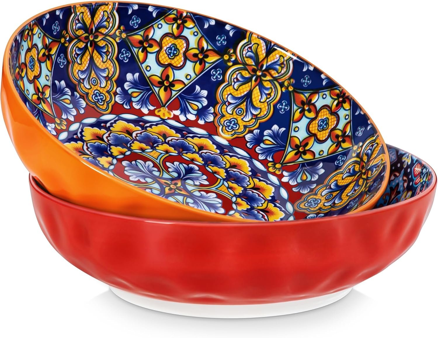 OEM 78 Oz Extra Large Serving Bowls Set of 2 Bohemian Decorative for Salad Fruit Pasta Dinner Parties Dishwasher Microwave Safe Red Manufacturer