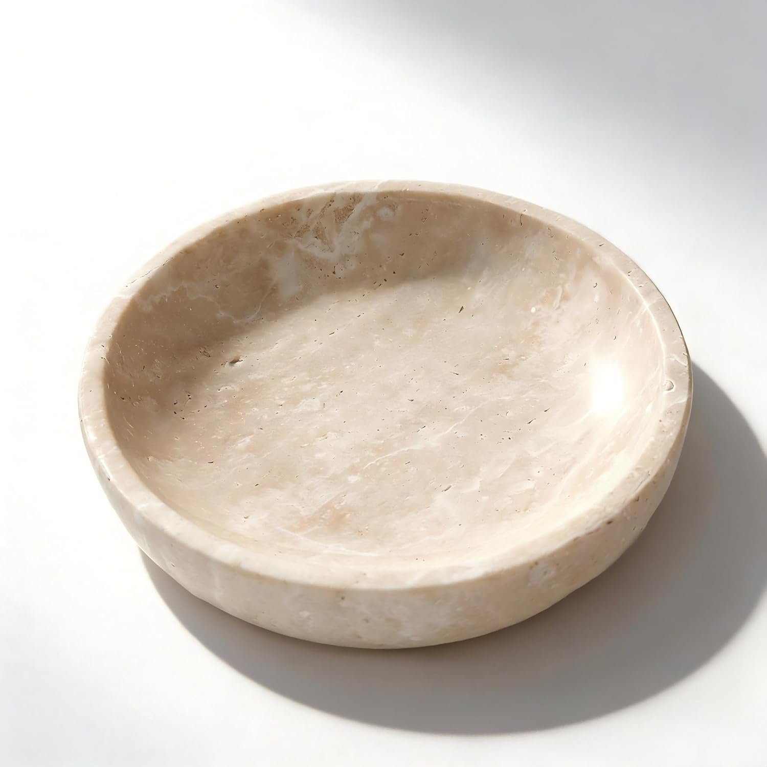 OEM 7.87 Inch Large Decorative Marble Bowl Natural Stone Round for Home Decor Fruit Nuts Jewelry Tray Coffee Table Centerpiece Soap Dish Beige Factory