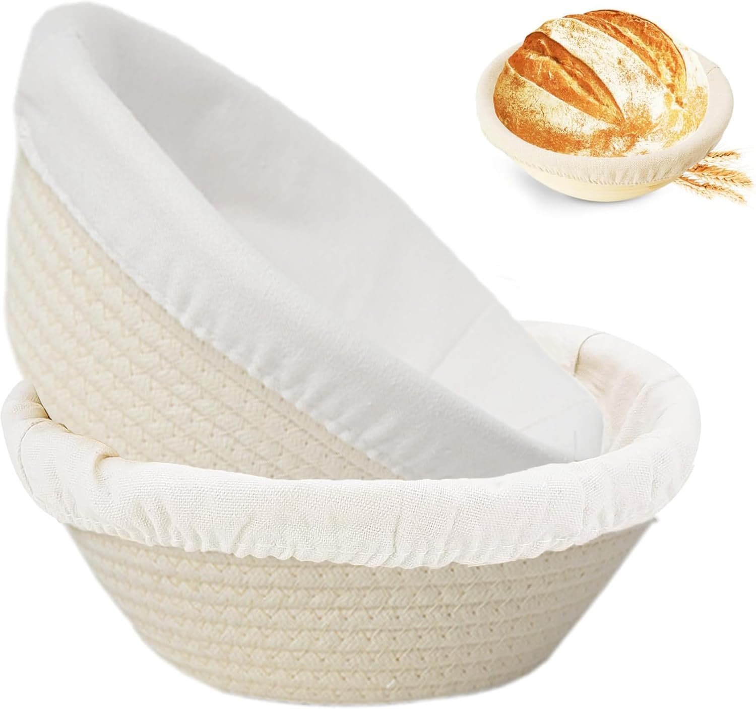 OEM 8 Inch 2-Pack Round Banneton Bread Proofing Basket with Liner for Sourdough Baking Factory