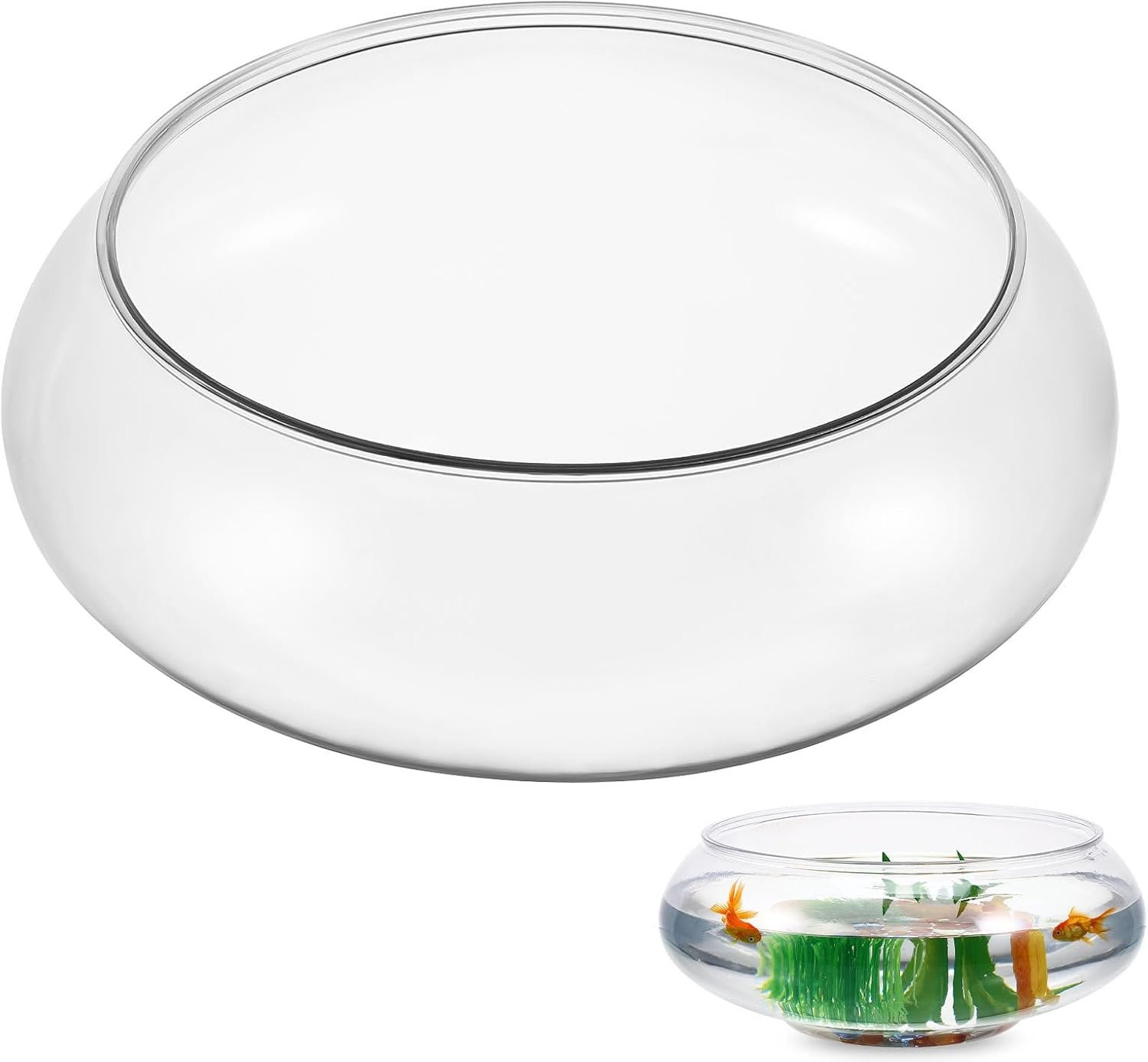 OEM 9.53 Inch Transparent Landscape Fish Tank Shallow Clear Plastic Aquarium Desktop Bowl for Goldfish Turtles Home Office Decor Factory