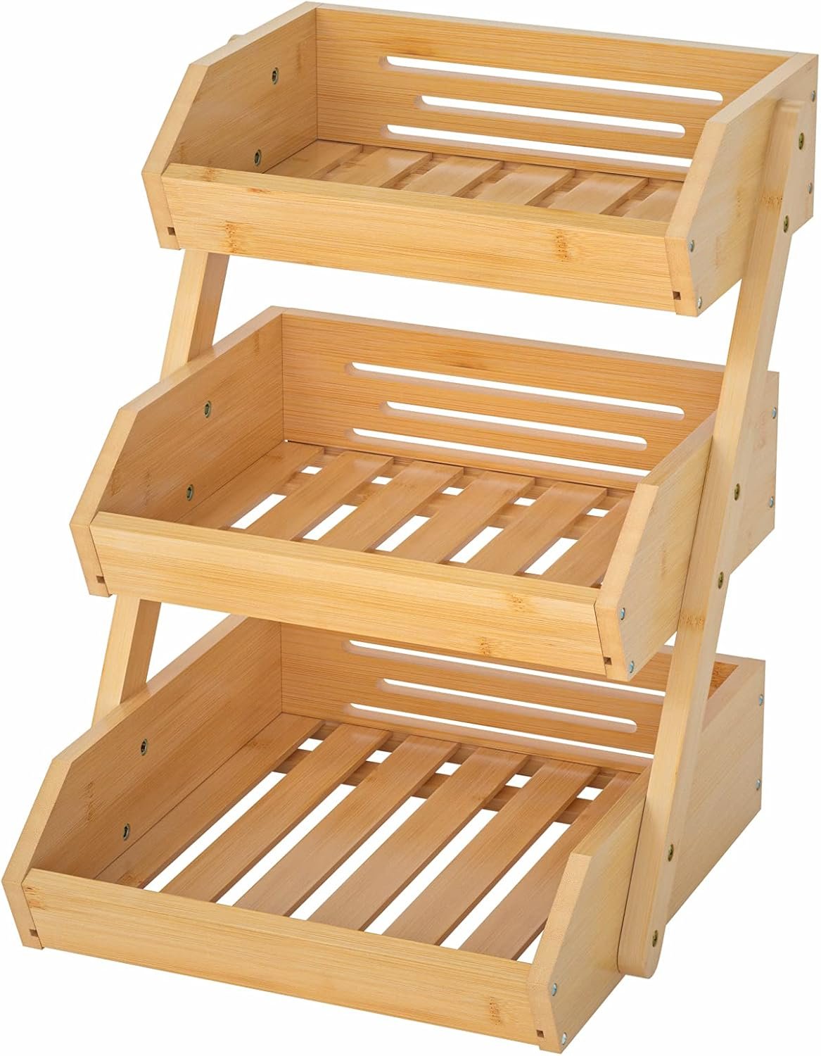 OEM Bamboo Fruit Basket Organizer Vegetable Storage Stand for Kitchen Counter 15mm Thick Self-Assembly Manufacturer
