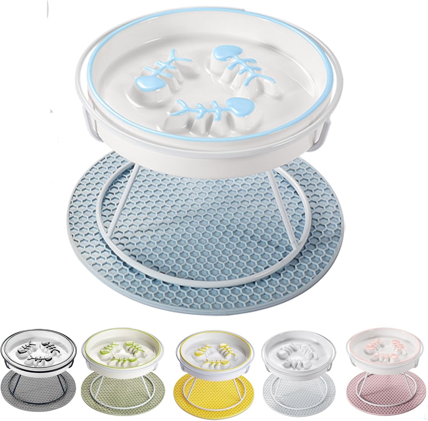 OEM Ceramic Fish Bone Slow Feeder Bowl for Cats Dogs Dishwasher Safe Non-Toxic Engaging Design Prevents Obesity Factory