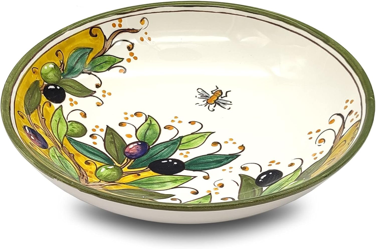 OEM Ceramic Pasta Bowls Olives Design Hand Painted Pottery for Kitchen Dinnerware Salad Dishes Factory