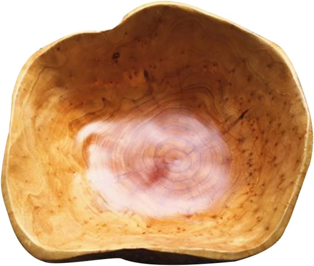 OEM Decorative Natural Wooden Fruit Bowl Irregular Rustic Hand-Carved Serving Dish for Snacks Candy Keys Home Decor 12-14 Inch Diameter Factory
