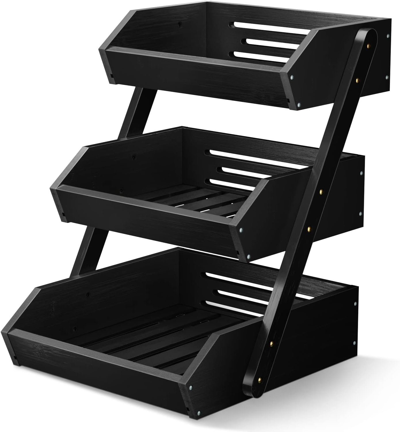 OEM Large 3-Tier Bamboo Fruit Basket Bowl for Kitchen Countertop Vegetable Snack Storage Holder (Black) Manufacturer OEM Large 3-Tier Bamboo Fruit Basket Bowl for Kitchen Countertop Vegetable Snack Storage Holder (Black) Manufacturer