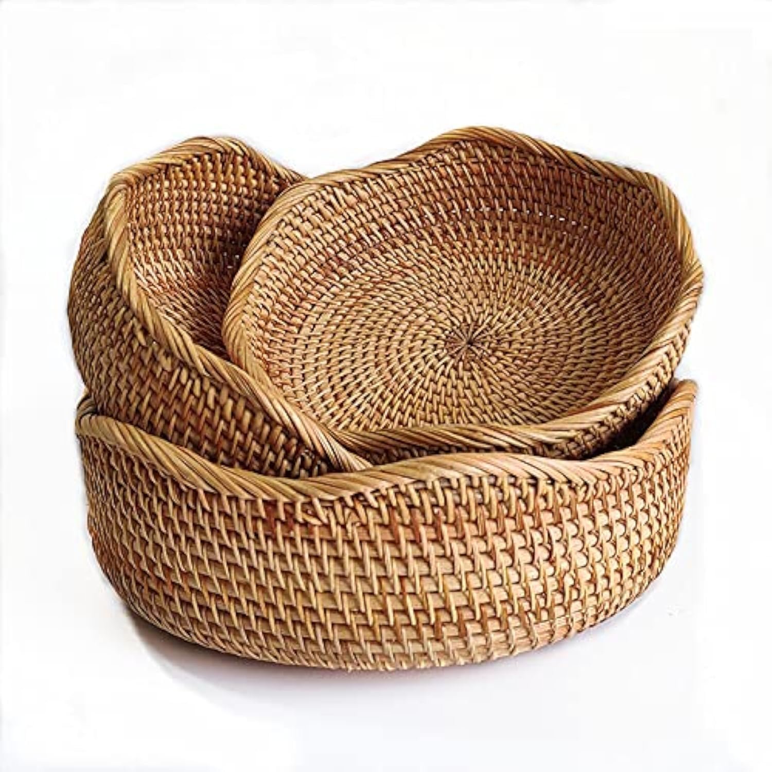 OEM Rattan Bread Basket Set of 3 Round Wicker Fruit Storage Bowls Natural Woven Serving Baskets Kitchen Counter Decorative Organizer Factory OEM Rattan Bread Basket Set of 3 Round Wicker Fruit Storage Bowls Natural Woven Serving Baskets Kitchen Counter Decorative Organizer Factory