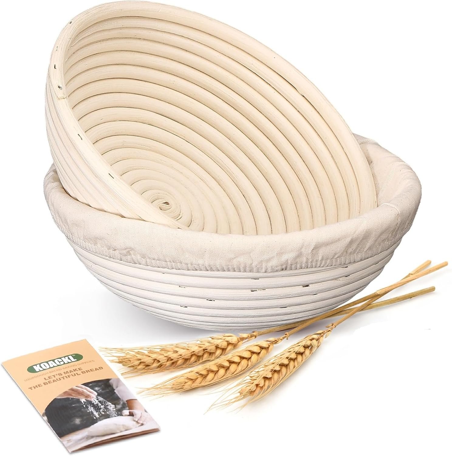 OEM Round Banneton Sourdough Bread Baskets Kit with Linen Cover Brotform for Dough Rising Factory