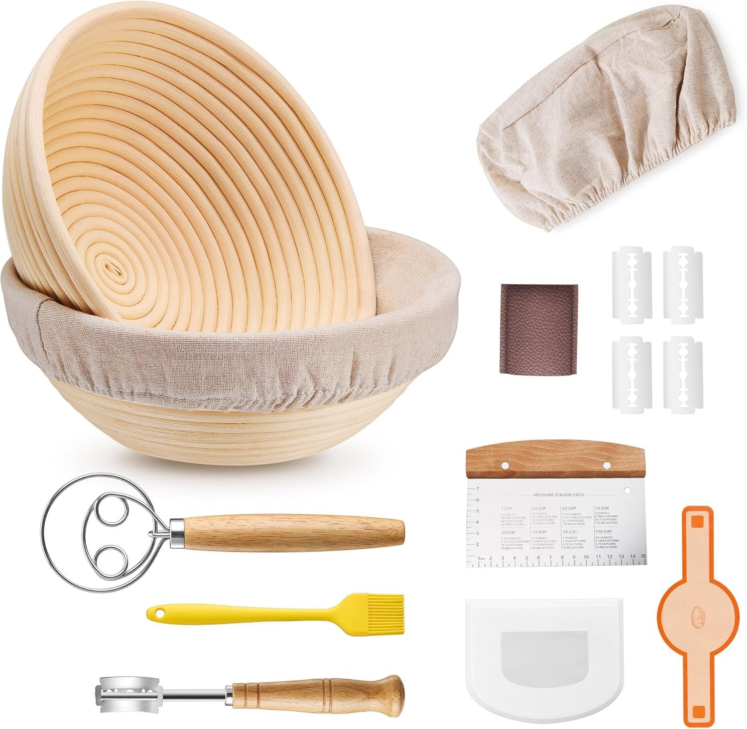 OEM Set of 2 9-Inch Round Bread Proofing Baskets Sourdough Baking Supplies Complete Starter Kit for Beginners Factory OEM Set of 2 9-Inch Round Bread Proofing Baskets Sourdough Baking Supplies Complete Starter Kit for Beginners Factory