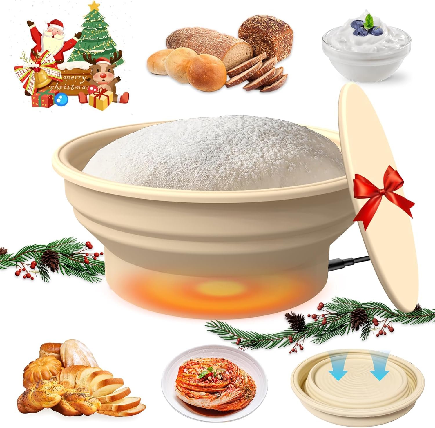OEM Sourdough Bread Proofer Warmer 4 Temperature Settings 9-Inch Round Foldable Dough Proofing Box for Yogurt Pet Food Heating Baking Supplies Factory