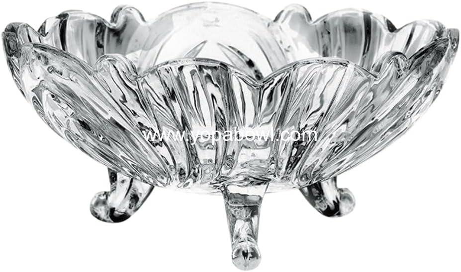 OEM Tripod Glass Fruit Plate Trifle Bowl Crystal Candy Dish Pasta Prep Serving Bowl Transparent Salad Tray Home Decor Factory