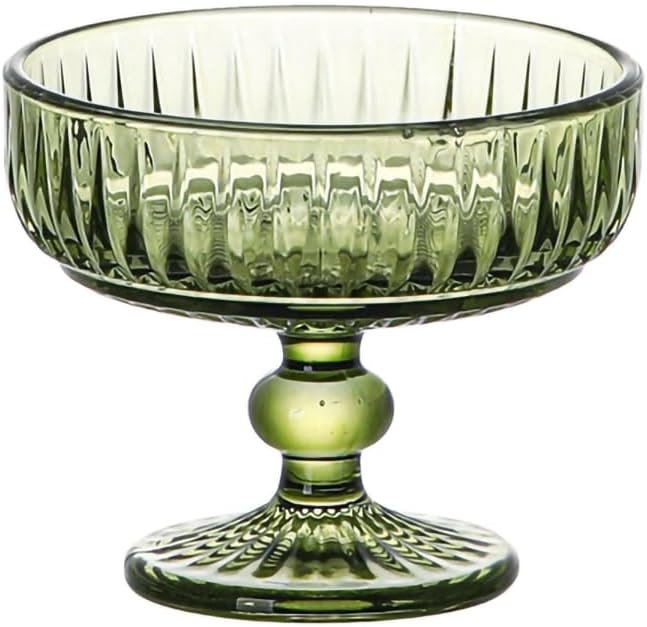 OEM Vintage Embossed Stripe Glass Dessert Bowl Footed Trifle Ice Cream Serving Factory