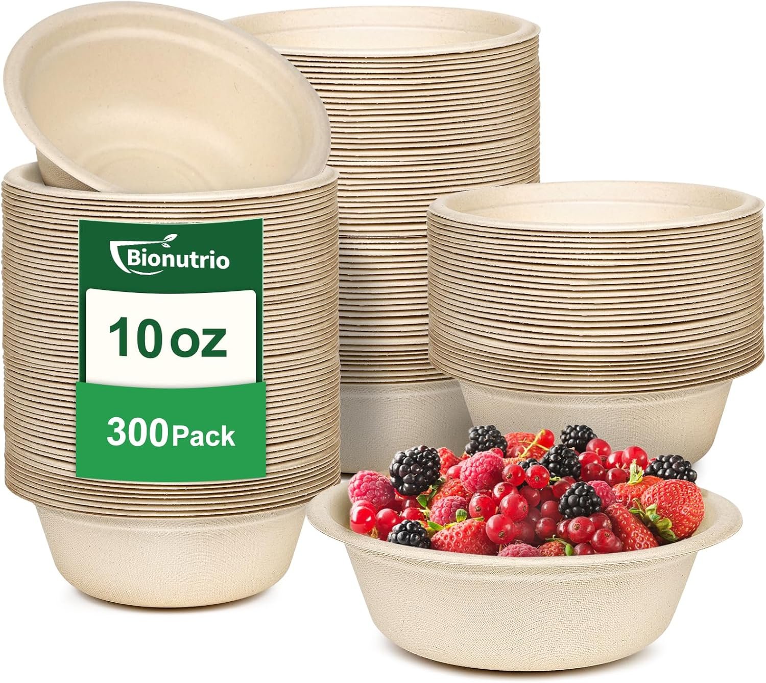 Wholesale 10 oz Disposable Paper Bowls 300 Pack Bulk Heavy Duty Biodegradable Compostable Sugarcane Microwave Safe Eco-Friendly Factory