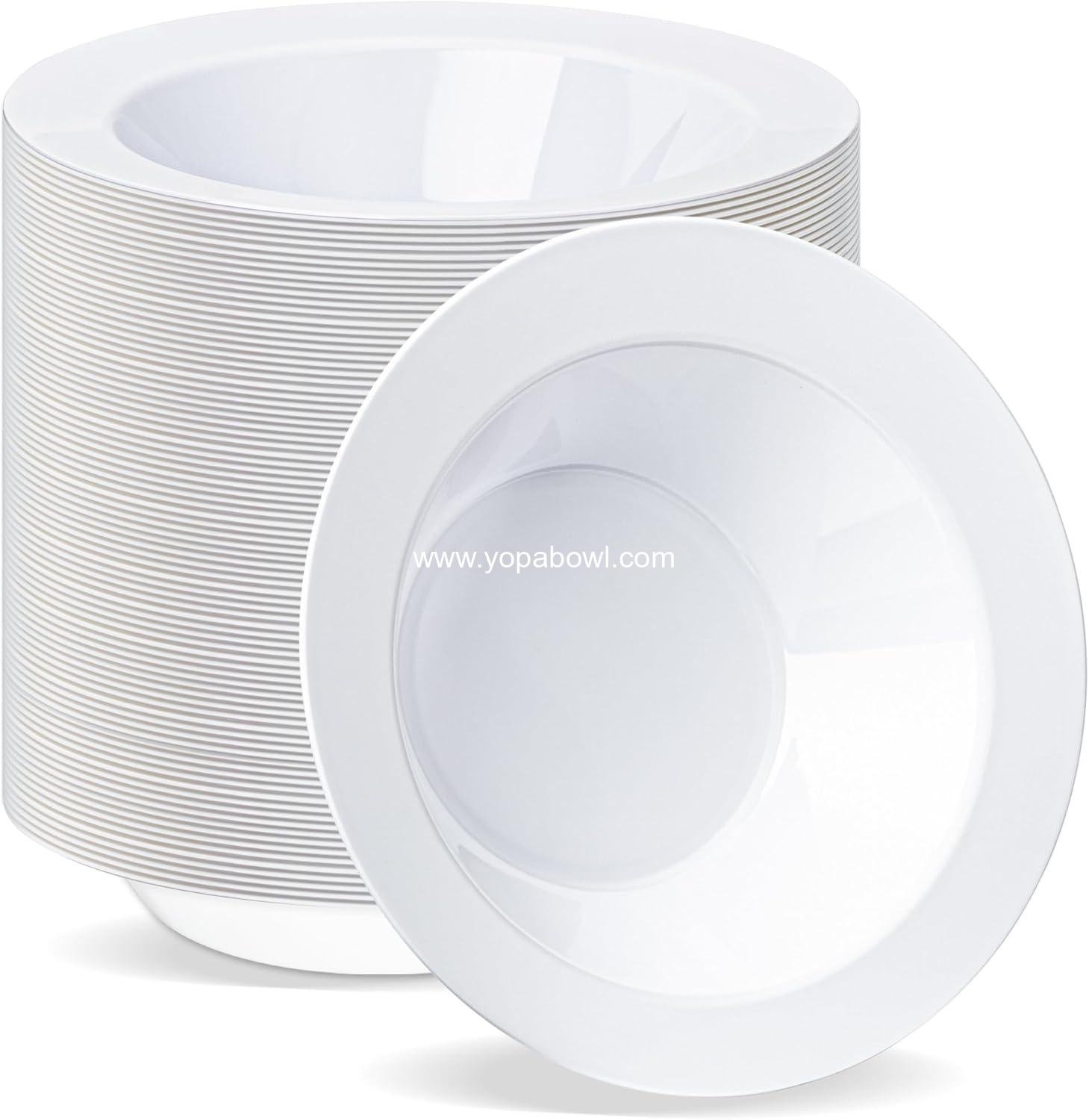 Wholesale 100 Pack 12 oz White Plastic Disposable Bowls Heavy-Duty for Soup Dessert Salad Parties Weddings Dinners Catering Christmas Factory