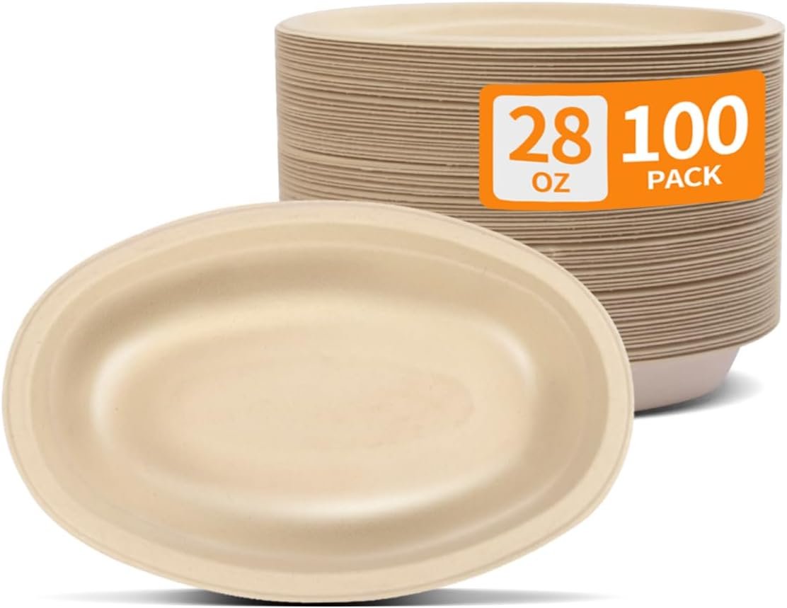 Wholesale 100 Pack 28 oz Oval Paper Bowls Microwavable Disposable for Nachos Burritos Salads Baked Potatoes Chips and Cheese Factory Wholesale 100 Pack 28 oz Oval Paper Bowls Microwavable Disposable for Nachos Burritos Salads Baked Potatoes Chips and Cheese Factory