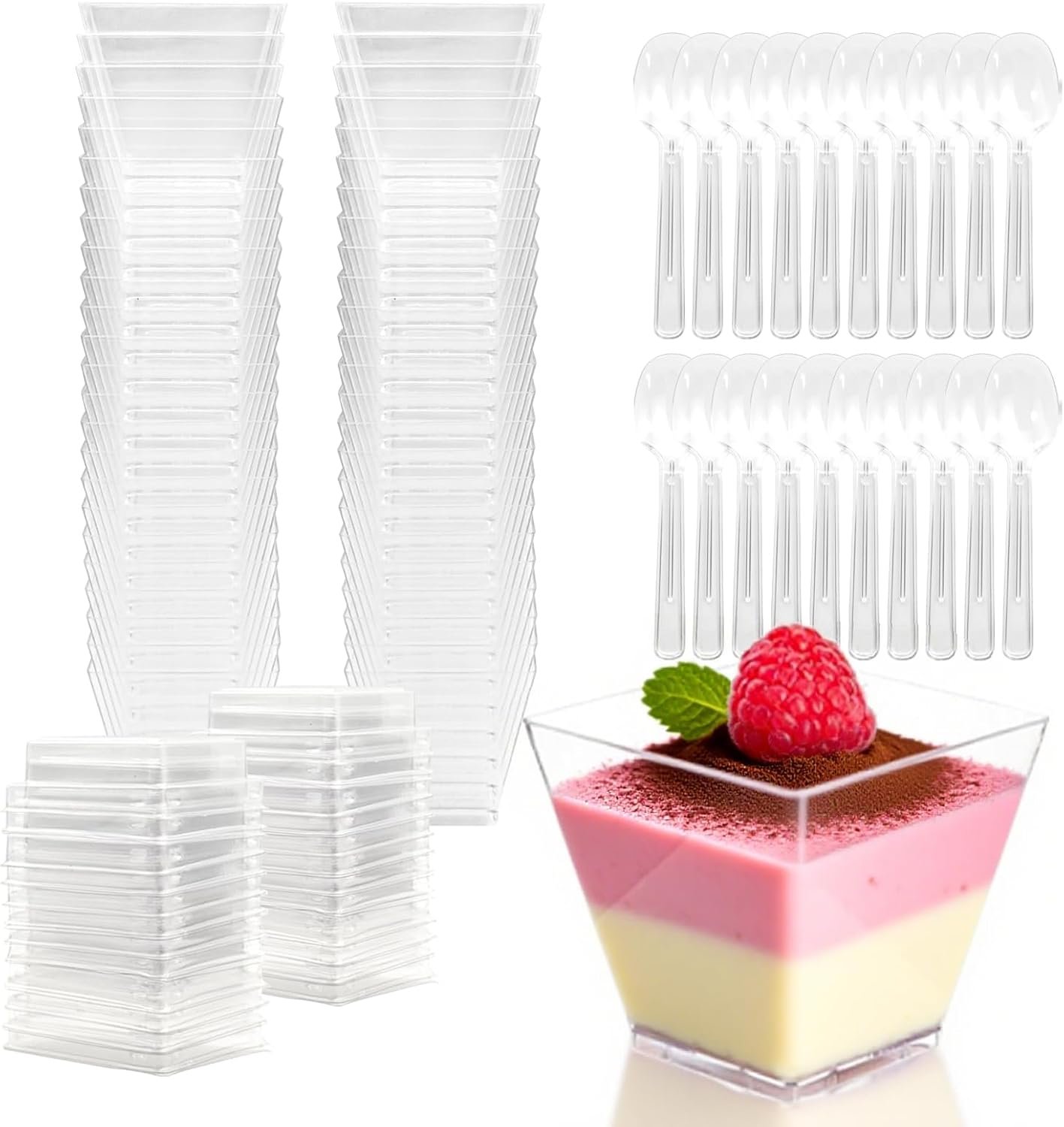 Wholesale 100 Pack 4 oz Clear Plastic Dessert Cups with Lids Spoons Disposable Parfait Pudding Jello Shooter Bowls for Ice Cream Trifle Fruit Yogurt Appetizer Snacks Party Serving supplier Wholesale 100 Pack 4 oz Clear Plastic Dessert Cups with Lids Spoons Disposable Parfait Pudding Jello Shooter Bowls for Ice Cream Trifle Fruit Yogurt Appetizer Snacks Party Serving supplier