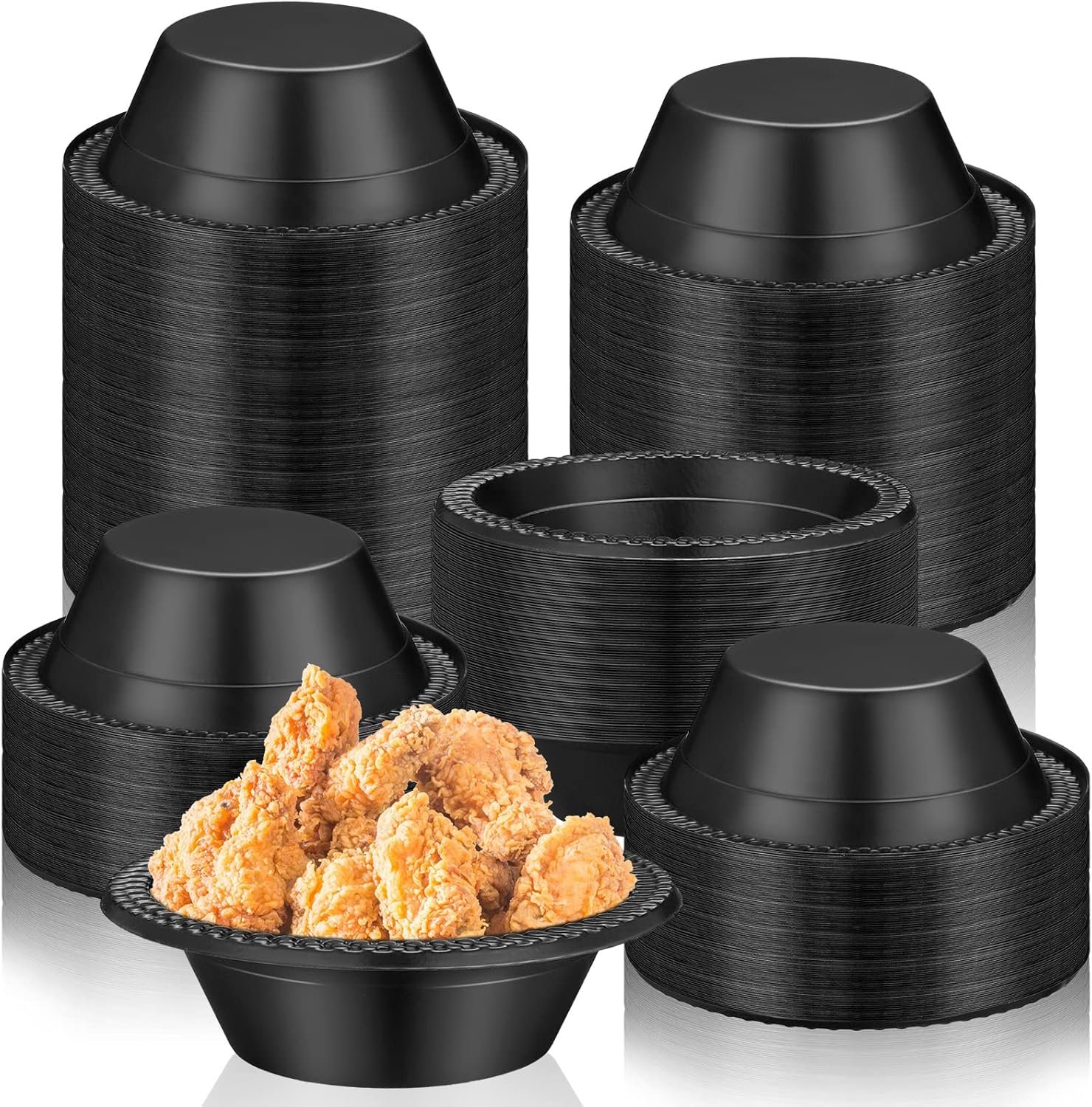Wholesale 100 Pcs 12oz Black Disposable Plastic Bowls for Halloween Dessert Ice Cream Snack Salad Soup Serving Party Favor Picnic Factory