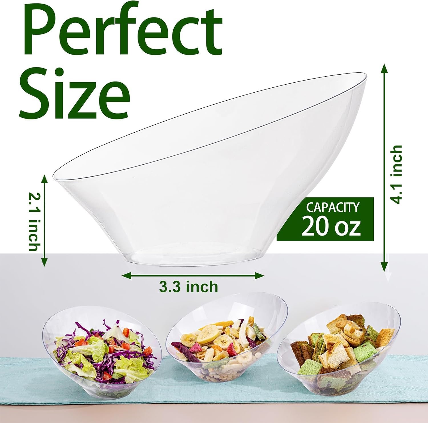 Wholesale 12 Pack 20 OZ Clear Plastic Angled Disposable Serving Bowls for Chips Candy Salad Fruit Parties Weddings Factory Wholesale 12 Pack 20 OZ Clear Plastic Angled Disposable Serving Bowls for Chips Candy Salad Fruit Parties Weddings Factory