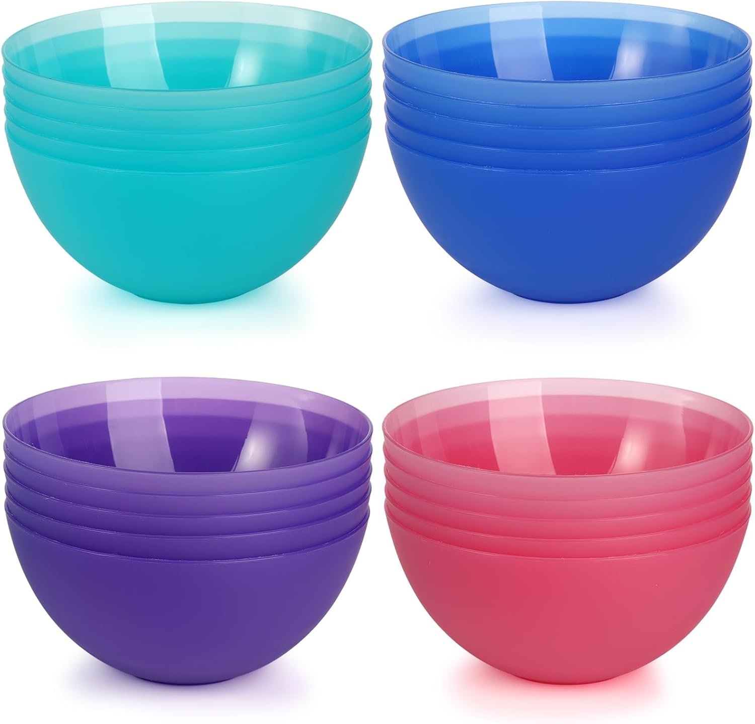 Wholesale 20 Pack 24 Oz 6 Inch Lightweight Plastic Salad Snack Cereal Bowls Set for Pasta Soup Rice Clear 4 Colors Factory