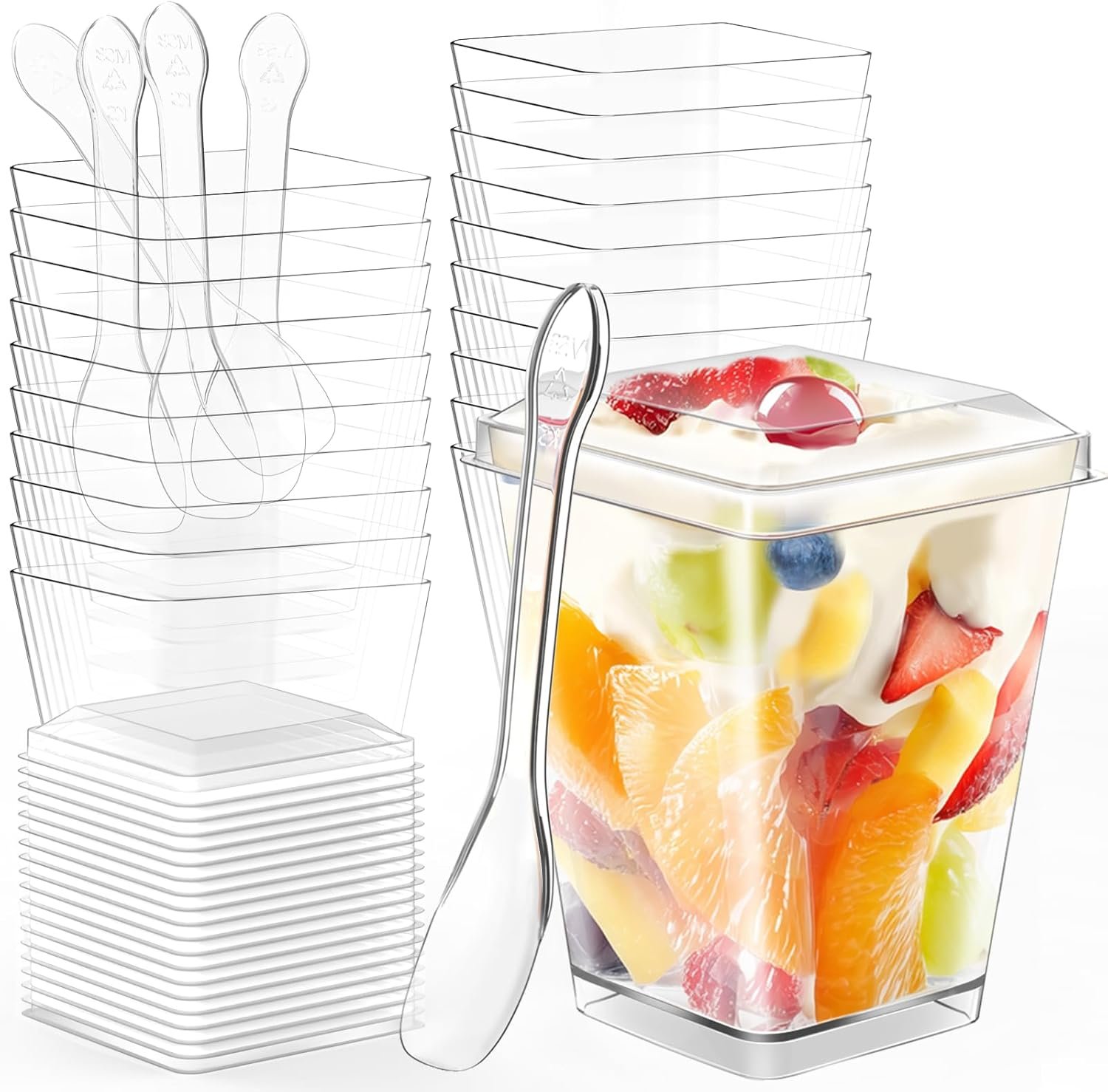 Wholesale 20-Pack 5oz Clear Plastic Dessert Cups with Lids Spoons for Yogurt Parfait Appetizers Pudding Fruit Trifle Ice Cream Mini Shooters Factory