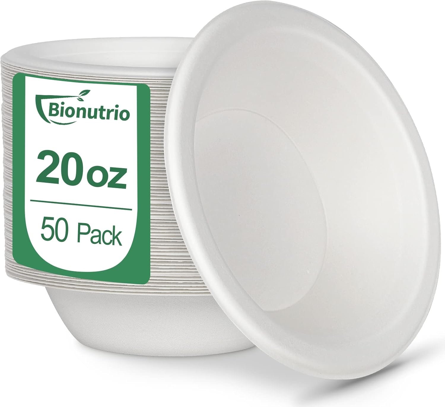 Wholesale 20oz Disposable Heavy Duty Compostable Biodegradable White Bagasse Paper Bowls 50 Pack for Hot and Cold Food Factory