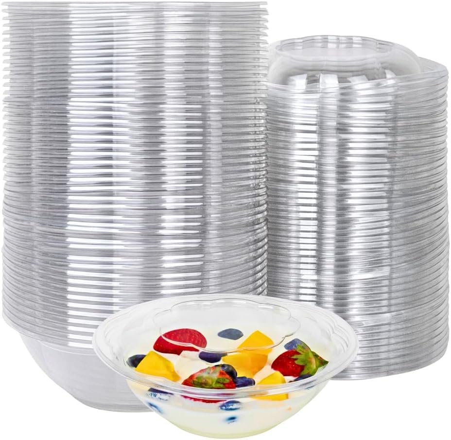 Wholesale 24 oz Disposable Clear Plastic Salad Bowls with Lids Pack of 50 To-Go Party Containers for Lunch Serving Factory