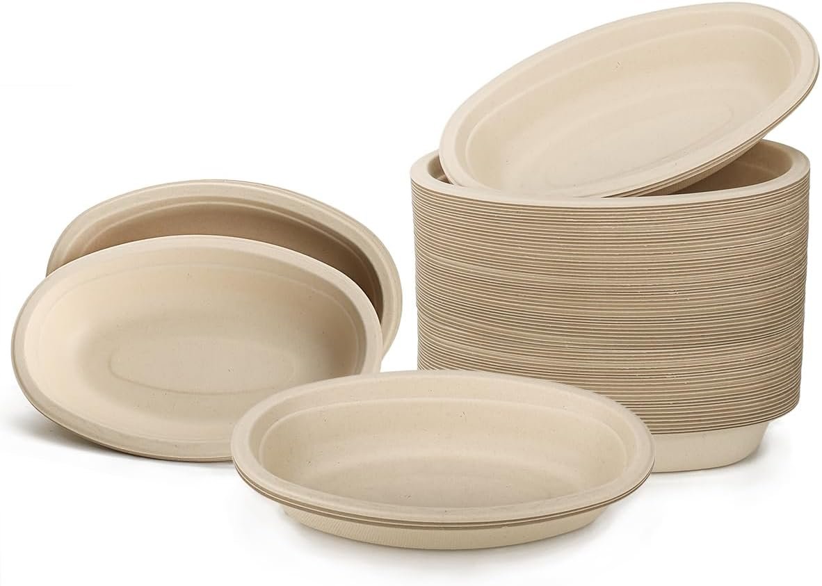 Wholesale 28 OZ 50 Count Large Oval Paper Bowls Microwave Safe Compostable Disposable Soup Meal Prep Containers for Nachos Burritos Salads Baked Potatoes Chips Cheese Factory