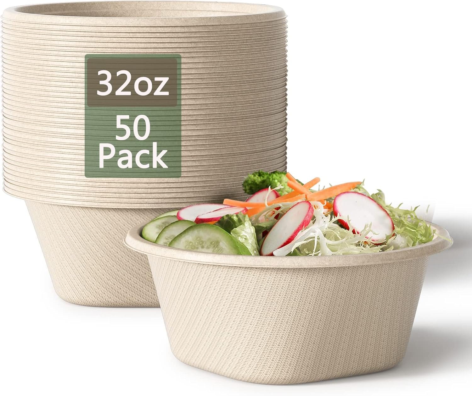 Wholesale 32 Oz Deep Disposable Paper Bowls Heavy Duty Compostable Eco-Friendly Sugarcane Bagasse Biodegradable for Soup Salad Dessert Ice Cream 50 Pack - Factory